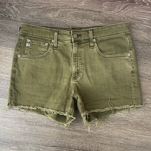 AG Adriano Goldschmied Hailey Cut-Off Ex Boyfriend Shorts Green Stretch 30-32